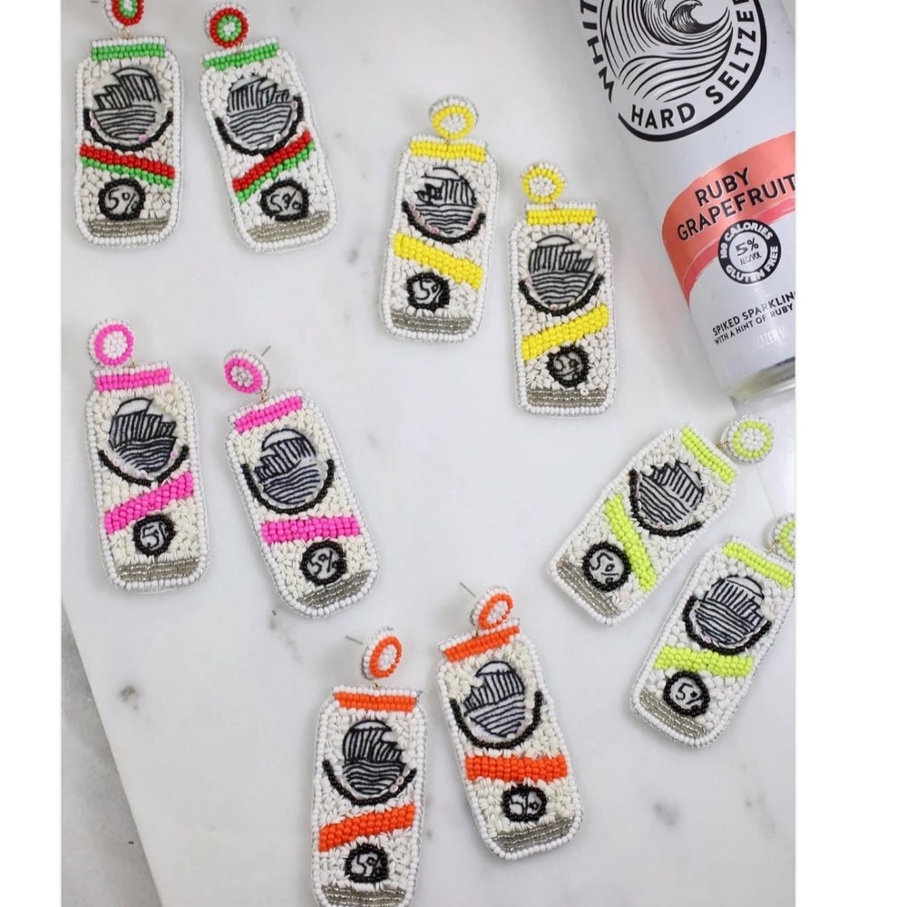 Colorful Summer High Noon Drink Beaded Can Earrings